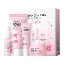 Load image into Gallery viewer, Skin Care Set JAPAN SAKURA Beauty Gift Sets Skin Care Kit with Cleanser, Toner, Lotion, Serum, Eye Cream, Face Cream, Make up Primer Travel Kit for Women Wife Mom 7pcs