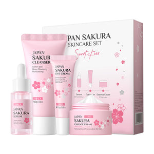 Skin Care Set JAPAN SAKURA Beauty Gift Sets Skin Care Kit with Cleanser, Toner, Lotion, Serum, Eye Cream, Face Cream, Make up Primer Travel Kit for Women Wife Mom 7pcs