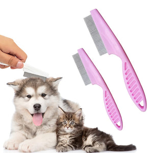 Multifunctional Pet Grooming Comb - 2023 New 2 in 1 Dual-Sided Comb for Tear Stain Removal, Massage and Grooming Small Dogs and Puppies (White)