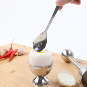 Stainless Steel Egg Cups Set for Hard Soft Boiled Eggs with 6 Egg Cup Holders 6 Egg Spoons