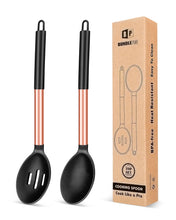 Load image into Gallery viewer, Pack of 2 Large Silicone Cooking Spoons,Non Stick Solid Basting Spoon,Heat-Resistant Kitchen Utensils for Mixing,Serving,Draining,Stirring (BLACK)