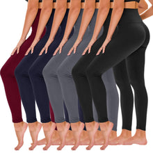 Load image into Gallery viewer, TNNZEET 7 Pack Leggings for Women - High Waisted Yoga Pants with Pockets Black Leggings Women Full Length &amp; Capri