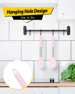 Pack of 2 Large Silicone Cooking Spoons,Non Stick Solid Basting Spoon,Heat-Resistant Kitchen Utensils for Mixing,Serving,Draining,Stirring (BLACK)