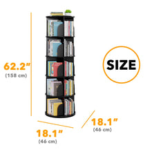 Load image into Gallery viewer, SpaceAid 4 Tier Rotating Bookshelf Tower, Spinning Bookcase Lazy Susan, Revolving 360 Book Shelf Storage Round Carousel, Vertical Rotate Turning Spiral Corner Organizer, White