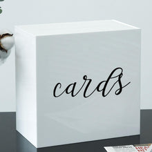 Load image into Gallery viewer, JupDec White Wedding Card Box Reception with Slot, 10&quot; Large Acrylic Card Storage Box for Gifts, Souvenirs, Donations, Baby Showers, Birthday Party, Graduations