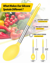 Load image into Gallery viewer, Pack of 2 Large Silicone Cooking Spoons,Non Stick Solid Basting Spoon,Heat-Resistant Kitchen Utensils for Mixing,Serving,Draining,Stirring (BLACK)