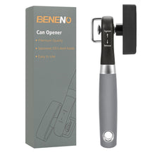 Load image into Gallery viewer, Beneno Can Opener, Manual Side Safe Cut Can Opener Smooth Edge with Durable Sharp Blade, Effort-Saving Knob &amp; Comfortable Non-slip Handle, Brown