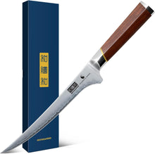 Load image into Gallery viewer, Fillet Knife 7 Inch, Japanese Super Steel Boning Knife for Meat Chicken Cutting, Razor Sharp Fish Fillet Knives with Ergonomic Red Sandalawooden Handle