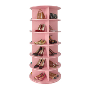 SpaceAid 7 Tier Rotating Shoe Rack Tower, Spinning Shoe Display Lazy Susan, Revolving 360 Shoe Rack Storage Round Carousel, Vertical Handbag Rotate Shoes Closet Organization (7-Tier White)