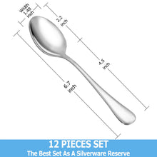 Load image into Gallery viewer, Teaspoon Set,16 Piece 6.7&quot; Spoons Silverware, Premium Food Grade Stainless Steel Tea Spoons, Durable Small Spoon, Good Teaspoons, Kitchen Dessert Spoon Set, Mirror Finish &amp; Dishwasher Safe