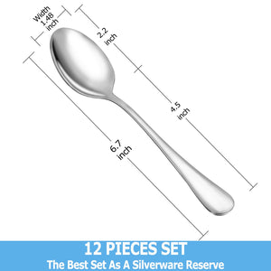 Teaspoon Set,16 Piece 6.7" Spoons Silverware, Premium Food Grade Stainless Steel Tea Spoons, Durable Small Spoon, Good Teaspoons, Kitchen Dessert Spoon Set, Mirror Finish & Dishwasher Safe