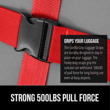 Load image into Gallery viewer, Heavy Duty 4 Pack Adjustable Luggage Straps for Suitcases, Easy to Identify Travel Belt Connector Holds Suitcase Together, Extends Life of Bag, Strap Connects Two Bags, Accessories Green