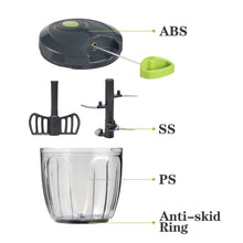 Load image into Gallery viewer, Manual Food Chopper Vegetable Cutter, Hand String Vegetable Chopper Onions Cutter for Vegetable Fruits Nuts BPA Free Food Safe Material, 550ml Gray