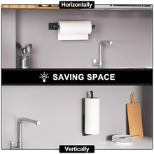 Load image into Gallery viewer, Paper Towel Holder - Self-Adhesive or Drilling, Matte Black, Upgraded Aluminum Kitchen Roll Dispenser Under Cabinet, Lighter but Stronger Than Stainless Steel!