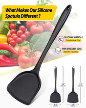 Load image into Gallery viewer, Pack of 2 Silicone Wok Spatula, Non-Stick, Heat Resistant, Easy to Clean and Dishwasher Safe, Seamless Kitchen Utensil for Cooking, Baking, Stir-Fry (Black)
