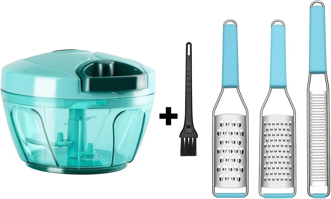 Manual Food Chopper and Lemon Zester Cheese Grater Citrus Zester Pack of 3-304 Stainless Steele