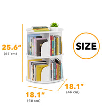 Load image into Gallery viewer, SpaceAid 4 Tier Rotating Bookshelf Tower, Spinning Bookcase Lazy Susan, Revolving 360 Book Shelf Storage Round Carousel, Vertical Rotate Turning Spiral Corner Organizer, White