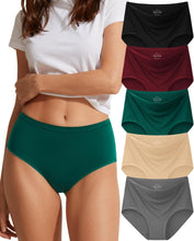 Load image into Gallery viewer, Cotton Womens Underwear High Waisted Full Coverage Panties 5 Pack | Comfortable Strtech, Breathable Skin-fried, Moisture Wicking,Ladies Briefs, Plus Size, Sport, Yogo, Sleeping and All Day Wear