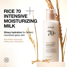 Load image into Gallery viewer, ANUA Rice 70 Intensive Moisturizing Milk, Lotion for Deep Hydration and Nourishing, Glowy Glass Skin, Rice Water, Niacinamide, Ceramides, Lightweight, Korean Skincare, 150ml/ 5.07 fl.oz.