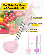 Load image into Gallery viewer, Pack of 2 Ladle Spoon,Silicone Large Spoon for Soup,Non Stick Kitchen Utensils with High Heat Resistant,BPA Free Perfect Kitchen Tools for Cooking, Stirring,Serving Soups (GREY-BLUE)