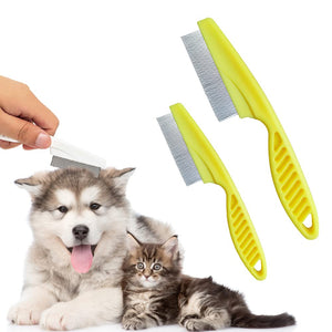 Multifunctional Pet Grooming Comb - 2023 New 2 in 1 Dual-Sided Comb for Tear Stain Removal, Massage and Grooming Small Dogs and Puppies (White)