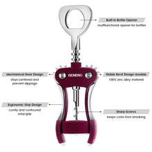 Load image into Gallery viewer, Beneno Wine Opener, Zinc Alloy Premium Wing Corkscrew with Multifunctional Bottles Opener, Sharp Wine Corkscrew with Ergonomic Non-Slip Wing Handle, Upgrade