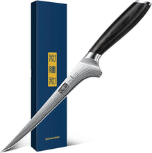 Load image into Gallery viewer, Fillet Knife 7 Inch, Razor Sharp Boning Knife for Meat Poultry Chicken Cutting, Japanese High Carbon Powder Steel Fish Knives with Flexible Blade and Pakkawood Handle