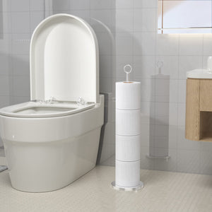 Toilet Paper Holder Stand(with Reserve Function), Free-Standing Spare Rolls Storage Holder, Stainless Steel