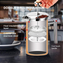 Load image into Gallery viewer, Secura French Press Coffee Maker, 304 Grade Stainless Steel Insulated Coffee Press with 2 Extra Screens, 34oz (1 Litre), Silver