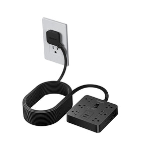 Black Surge Protector Power Strip, TESSAN Flat Plug Extension Cord 5 FT with 6 Outlets 3 USB Charger (1 USB C), 1700J Protection Multiple Outlets Charging Station for Home, Office, College Dorm Room