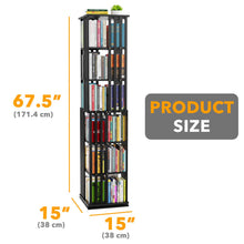 Load image into Gallery viewer, SpaceAid 6 Tier Rotating Bookshelf Tower, Bamboo Spinning Book Shelf, Revolving 360 Bookcase Storage Swivel Round Carousel, Vertical Rotate Turning Spiral Corner Organizer (6-Tier Walnut)