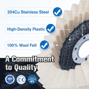 Wool Felt Flap Polishing Disc, 2025 New Wool Polishing Wheel Disc Buffing Pad, Premium Felt Polishing Pads for Metal, Marble Stone, Furniture Car Wax (4.5IN, 2)