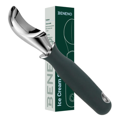 Beneno Heavy Duty Ice Cream Scoop - Upgraded Anti-Fracture Design, Comfortable Grip Long Handle, Effortless Scooping & Dishwasher Safe, Black