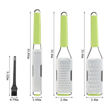 Load image into Gallery viewer, Lemon Zester Grater Three-piece Suit - Heavy Duty Kitchen Tool for Parmesan Cheese, Ginger, Garlic, Nutmeg, Chocolate, Vegetables，Fruits，Stainless Steel Grater Dishwasher Safe Black