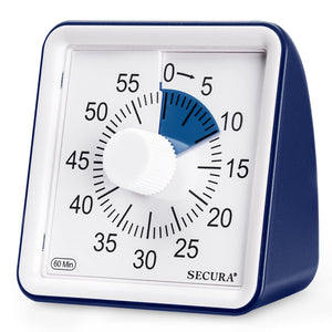 Secura 60-Minute Visual Timer, Classroom Timer, Countdown Timer for Kids and Adults, Time Management Tool for Teaching (Blue & Blue)