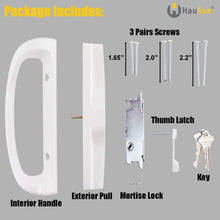 Load image into Gallery viewer, Sliding Patio Door Handle Set with Key Cylinder and Mortise Lock, Full Replacement Handle Lock Set Fits Door Thickness from 1-1/2&quot; to 1-3/4&quot;, 3-15/16” Screw Hole Spacing, Reversible Design(Non-Handed)
