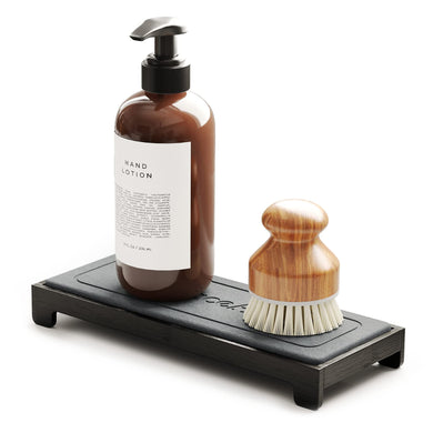 SpaceAid DryingNeat Instant Dry Sink Caddy Organizers, Kitchen Sponge Soap Holder Dispenser, Countertop Fast Drying Counter Tray Rack (Bamboo, Gray)