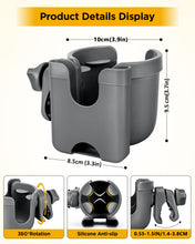 Load image into Gallery viewer, Universal Stroller Cup Holder with Mobile Phone Case, 2-in-1 Strollers Storage Rack, 360 Degrees Rotation Drink Holder for Bike, Pushchair, Wheelchair, Walker,Bicycle, Fits Most Cups