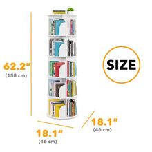 Load image into Gallery viewer, SpaceAid 4 Tier Rotating Bookshelf Tower, Spinning Bookcase Lazy Susan, Revolving 360 Book Shelf Storage Round Carousel, Vertical Rotate Turning Spiral Corner Organizer, White