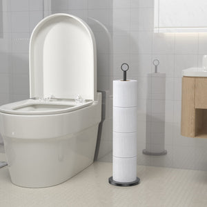 Toilet Paper Holder Stand(with Reserve Function), Free-Standing Spare Rolls Storage Holder, Stainless Steel