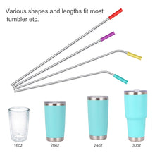 Load image into Gallery viewer, 20 Pack Reusable Stainless Steel Metal Straws,10.5&quot; &amp; 8.5&quot; Reusable Drinking Straws with 20 Silicone Tips 5 Straw Brushes 1 Travel Case,Eco Friendly Extra Long Metal Straw Fit for 20 24 30 oz Tumbler