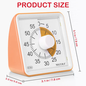 Secura 60-Minute Visual Timer, Classroom Timer, Countdown Timer for Kids and Adults, Time Management Tool for Teaching (Blue & Blue)
