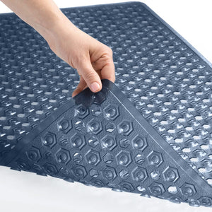 Bath Tub Shower Mat, Machine Washable Bathtub Floor Liner Mats, Suction Cups and Drain Holes to Keep Tubs Clean, Soft on Feet, Bathroom Essentials, 35x16 Inch, Clear