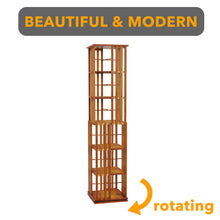 Load image into Gallery viewer, SpaceAid 6 Tier Rotating Bookshelf Tower, Bamboo Spinning Book Shelf, Revolving 360 Bookcase Storage Swivel Round Carousel, Vertical Rotate Turning Spiral Corner Organizer (6-Tier Walnut)
