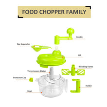 Load image into Gallery viewer, Manual Vegetable Cutter Food Processor 8 in 1 - Chopper, Mixer, Blender, Whipper, Egg Separator, Mincer, Grinder, Dicer with Clear Container 1200ml BPA Free