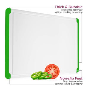 Large Cutting Boards for Kitchen - 18 x 12 Inch Plastic Dishwasher Safe Cutting Board with Deep Juice Groove - Non-Slip, Durable Carving Board for Vegetables, Fruits and Meats