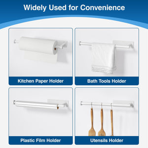 Paper Towel Holder - Self-Adhesive or Drilling, Brushed Nickel, Wall Mounted, SUS304 Stainless Steel Kitchen Roll Dispenser Under Cabinet