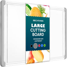 Load image into Gallery viewer, Large Cutting Boards for Kitchen - 18 x 12 Inch Plastic Dishwasher Safe Cutting Board with Deep Juice Groove - Non-Slip, Durable Carving Board for Vegetables, Fruits and Meats