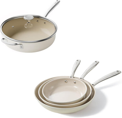 Redchef Ceramic Pots and Pans Set, Deep Saute Pan with Lid, Skillet,8