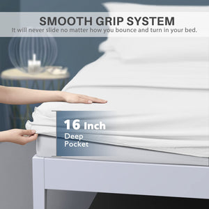 Secura Queen Bed Sheet Set, 4pcs Bedding Sheets & Pillowcases, Soft Microfiber 1800 Thread Count 16" Deep Pocket Luxury Bed Sheets - Hypoallergenic, Wrinkle & Fade Resistant (Black)